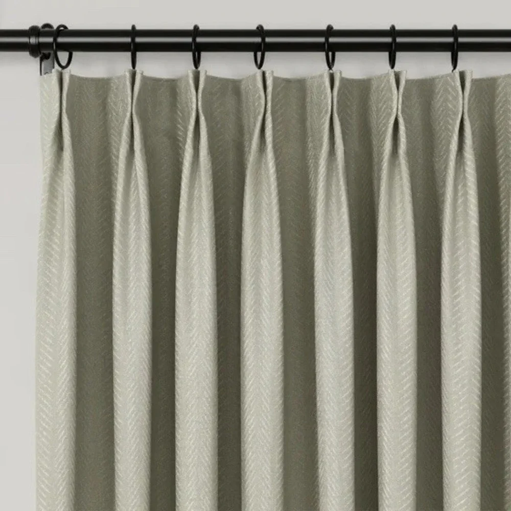 TWOPAGES Herringbone Drape Pleated Curtains (2) 52Wx90